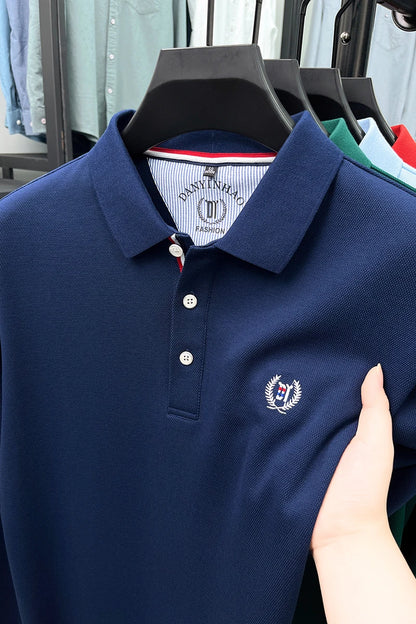 Polo de manga larga de algodón de seda