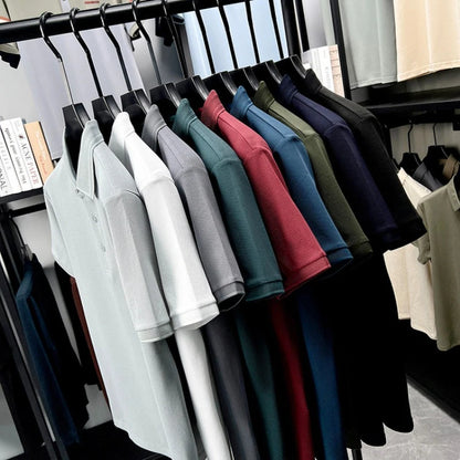 Polo de 76% algodón para hombre: tela texturizada transpirable