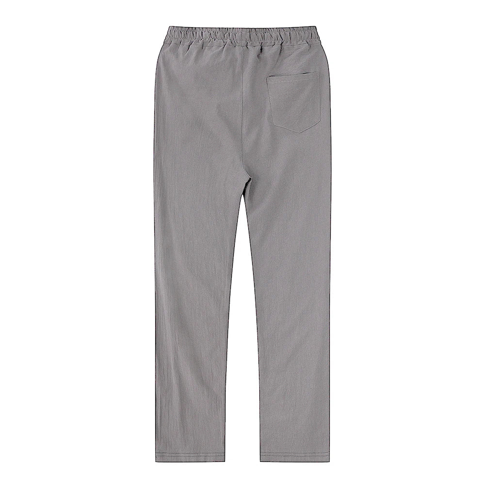 Solid color linen and cotton trousers