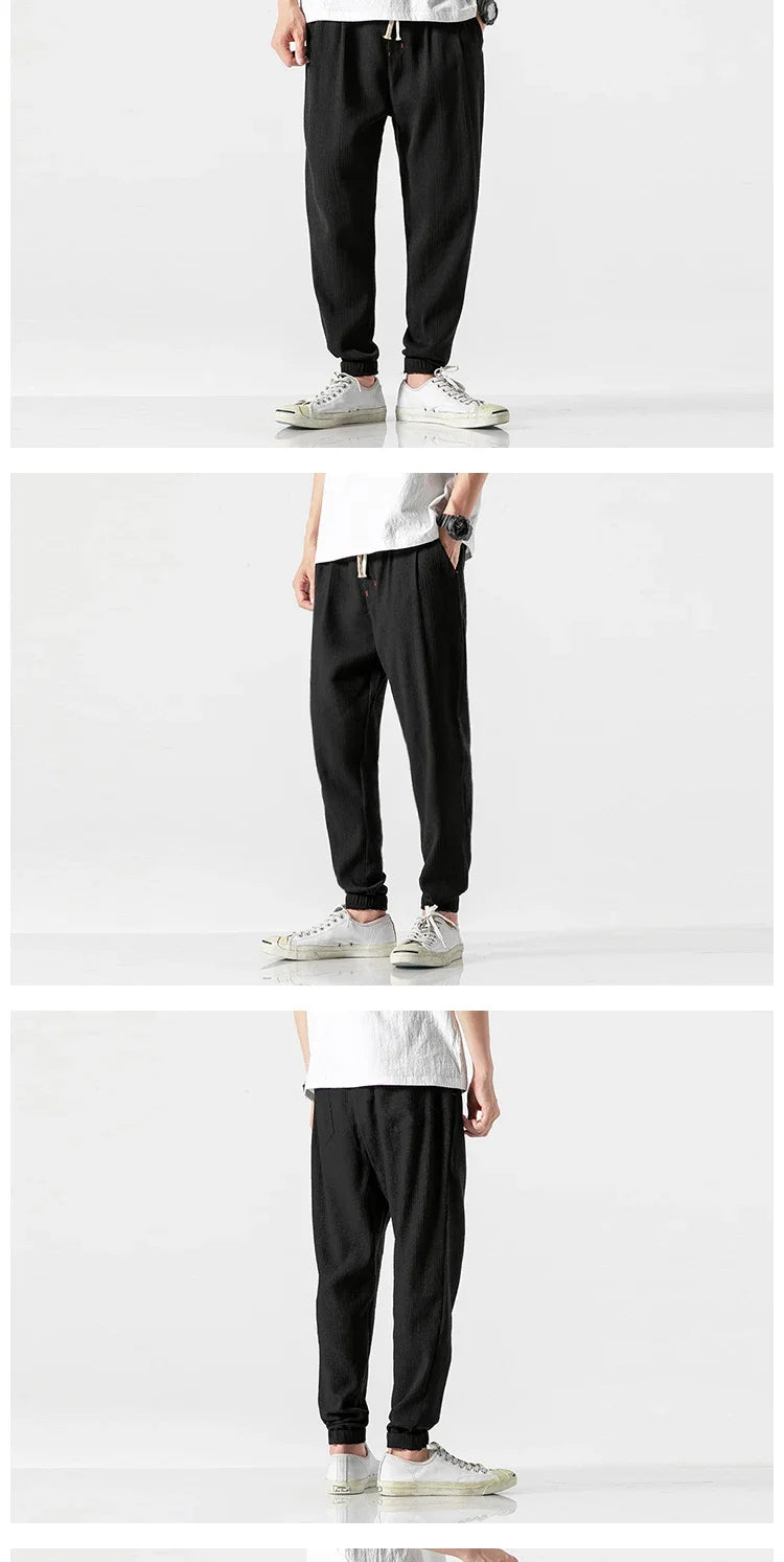 Pantalones Harem informales de lino y algodón