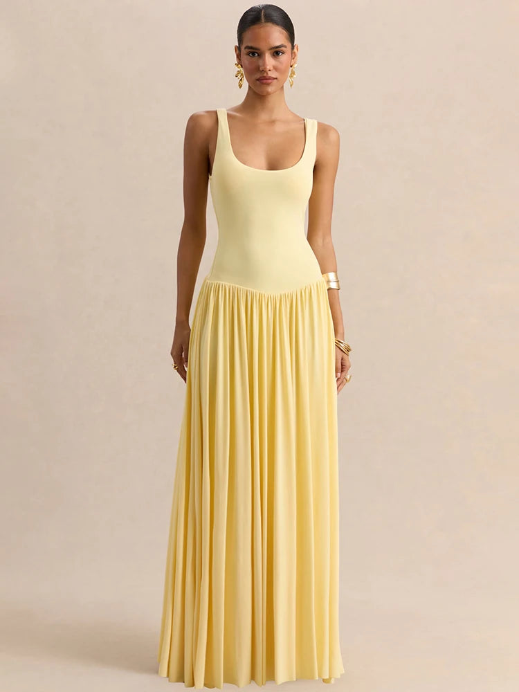 Sexy U-Neck Backless Shawl Long Dress