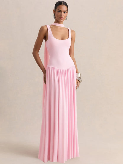 Sexy U-Neck Backless Shawl Long Dress