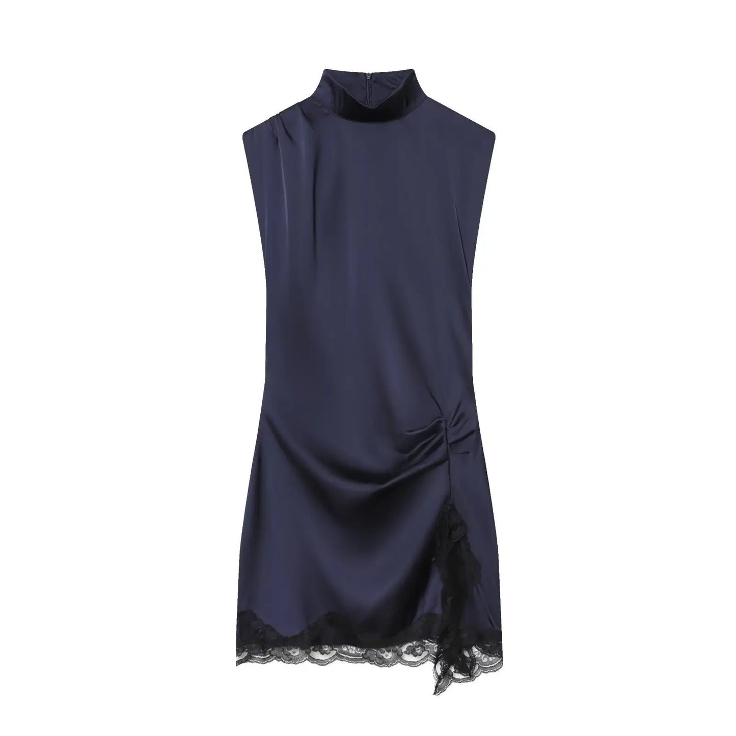 satin lace patchwork slit sexy dresses