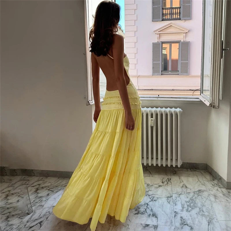 Sexy Sleeveless Spaghetti Strap Backless Evening Dress