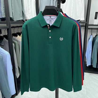 Polo de manga larga de algodón de seda