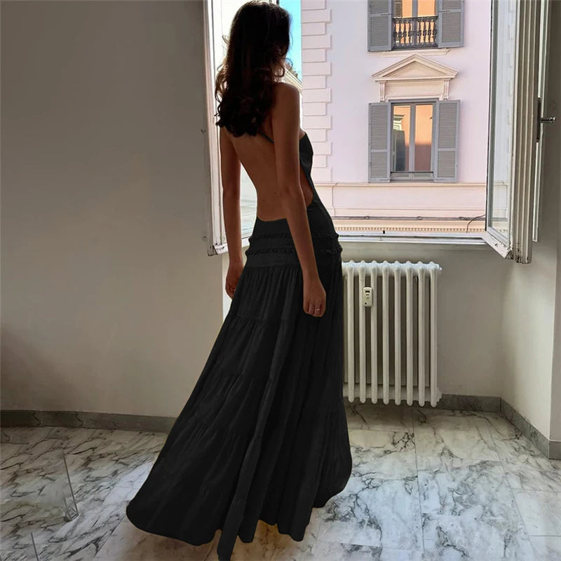 Sexy Sleeveless Spaghetti Strap Backless Evening Dress
