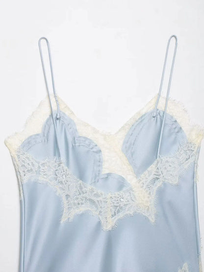 Lace-paneled camisole tops