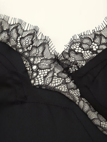 Lace panel slip dress