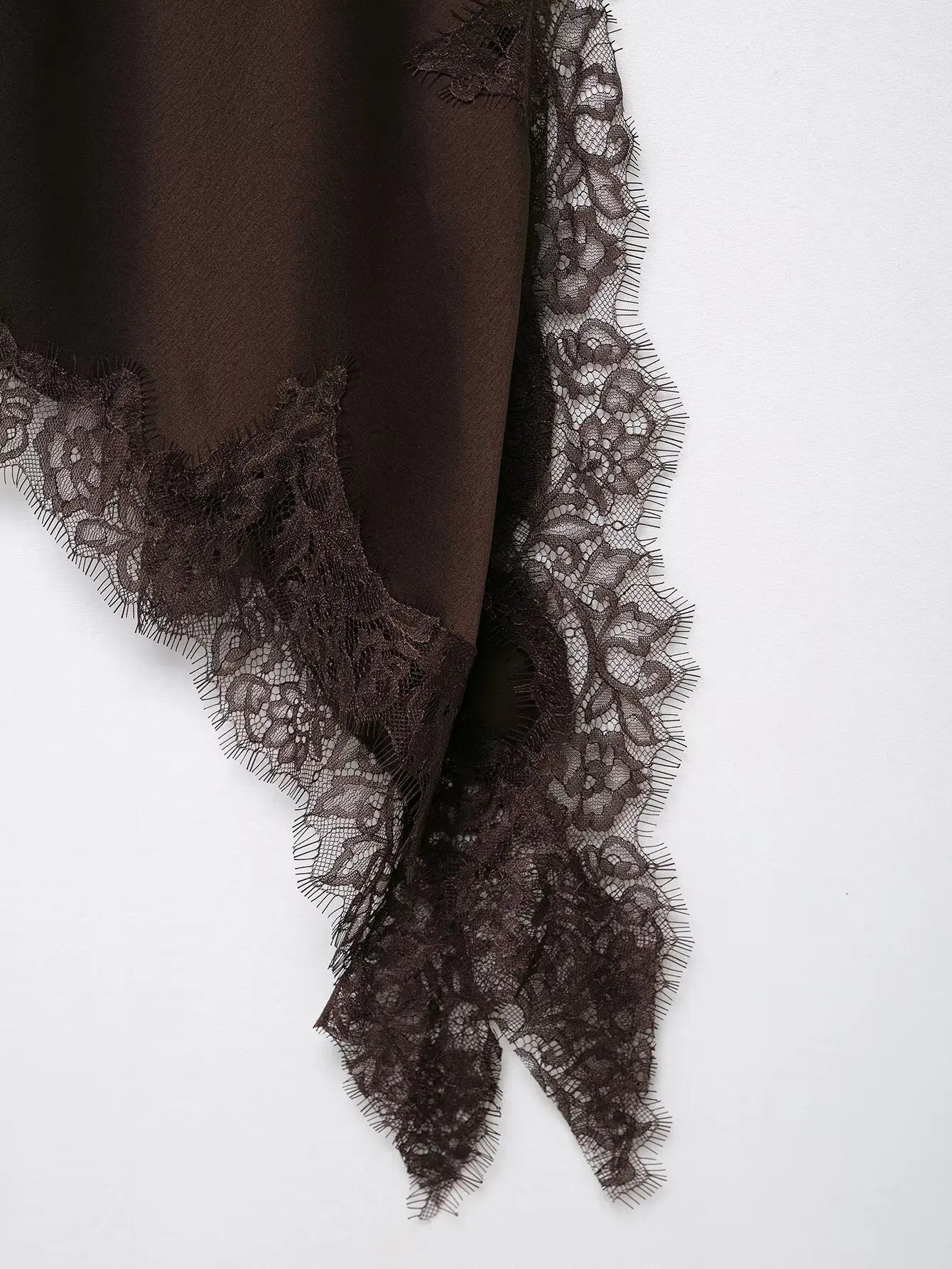 spliced satin lace sheer dress