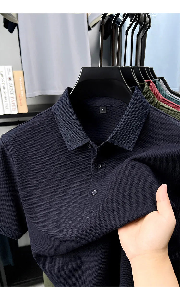 Polo de 76% algodón para hombre: tela texturizada transpirable
