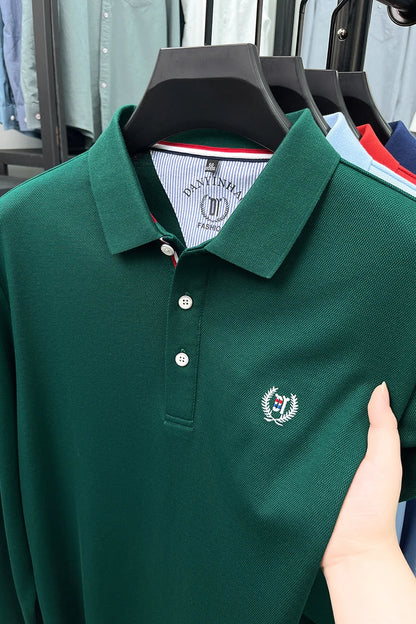 Polo de manga larga de algodón de seda