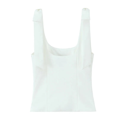 Tops Mujer verano Sexy sin mangas arco cuello cuadrado