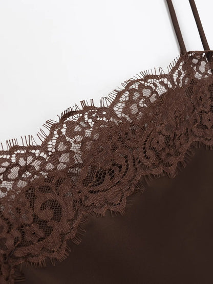 Sexy lace-textured satin tops