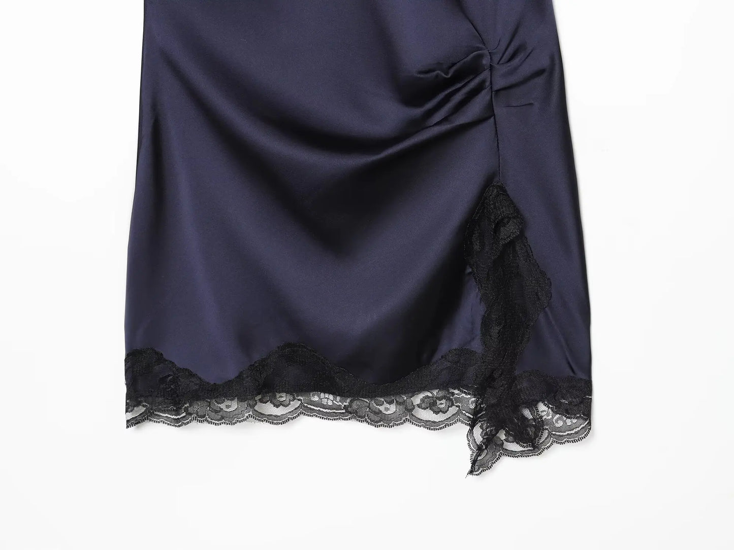 satin lace patchwork slit sexy dresses