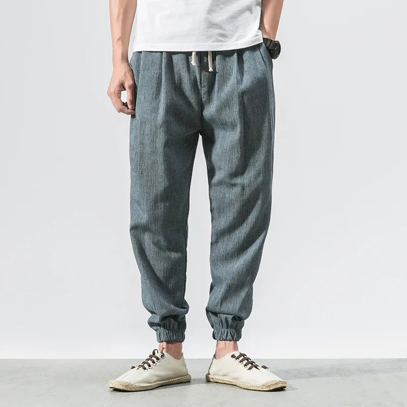 Pantalones Harem informales de lino y algodón