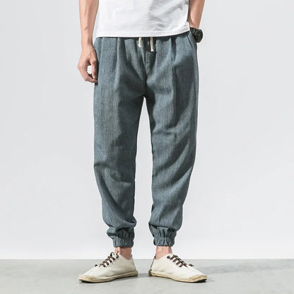 Pantalones Harem informales de lino y algodón